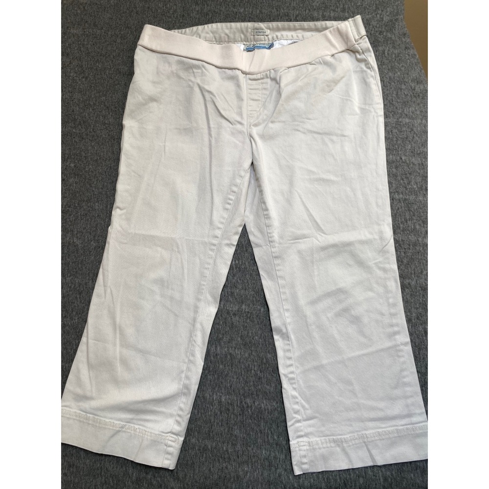 Old Navy Maternity Khaki Cropped Chino Pants Beige Stretch Under Belly Large